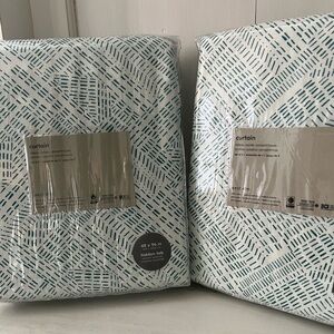 West Elm Cotton Canvas Lines Curtains- 4 Panels NWT